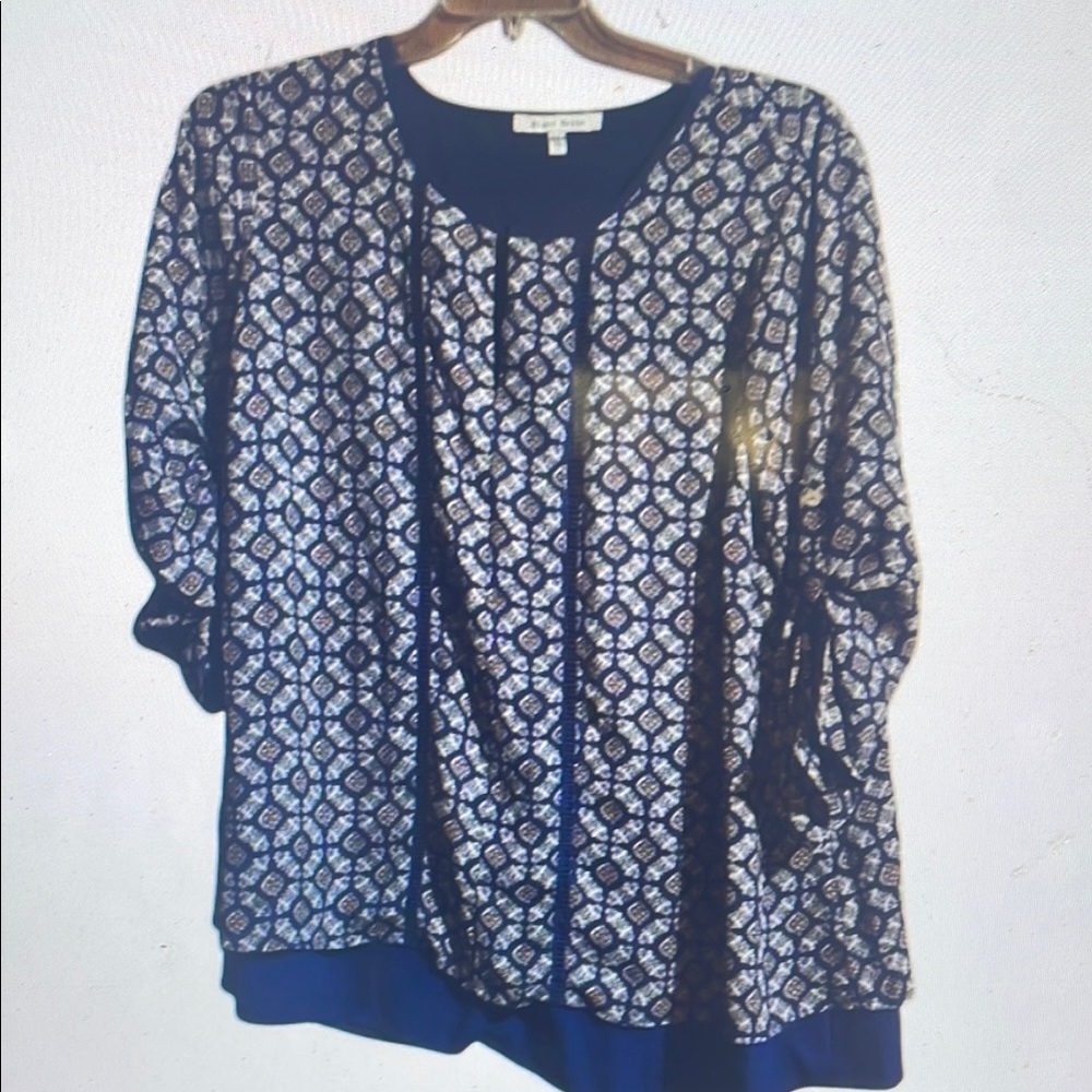 Navy Blue Patterned Women's Top